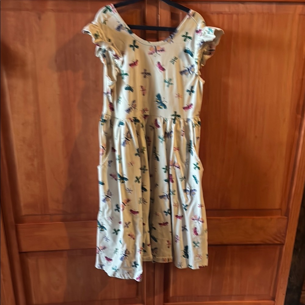 Butterfly Kids Dress - Cream